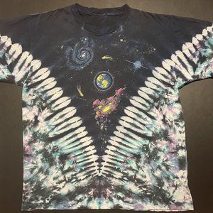 Vintage 1992 Liquid Blue Outer Space Galaxy V Tie Dye Shirt Sz XL